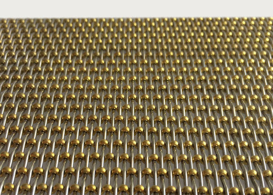 alambre de cobre amarillo Mesh Woven Stairs Railing de la encrespadura de la cerradura de la decoración de la gota de 3.2m m