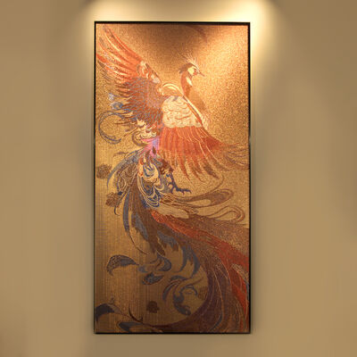 Pared artística de malla de metal - Decoración de interiores personalizada de Phoenix